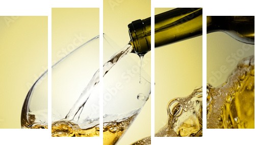 White wine  - Fünfteiliges Leinwandbild, Pentaptychon