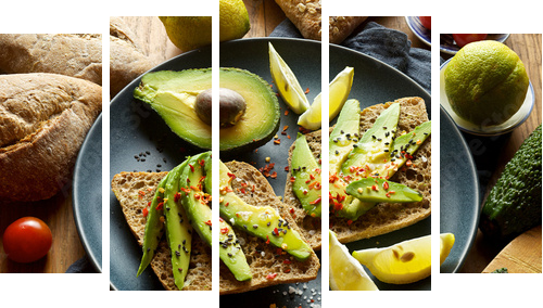 Avocado sandwich  - Fünfteiliges Leinwandbild, Pentaptychon