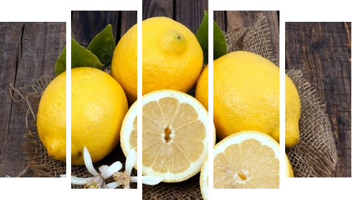 Frische Zitronen - Fünfteiliges Leinwandbild, Pentaptychon