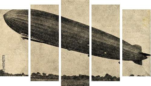 Zeppelin airship - Fünfteiliges Leinwandbild, Pentaptychon
