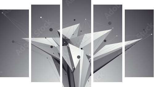 3D mesh modern style abstract background, origami futuristic tem  - Fünfteiliges Leinwandbild, Pentaptychon