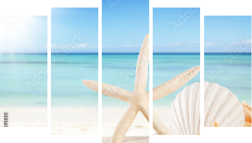Summer beach background - Fünfteiliges Leinwandbild, Pentaptychon