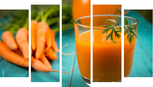 carrot juice  - Fünfteiliges Leinwandbild, Pentaptychon