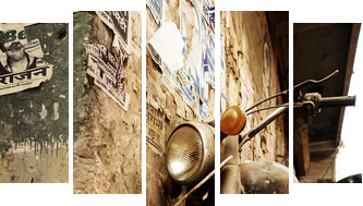 Old bike - Fünfteiliges Leinwandbild, Pentaptychon