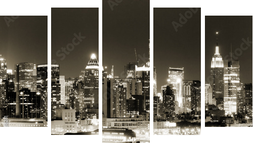 Manhattan West side at night - Fünfteiliges Leinwandbild, Pentaptychon
