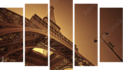 Paris - Fünfteiliges Leinwandbild, Pentaptychon