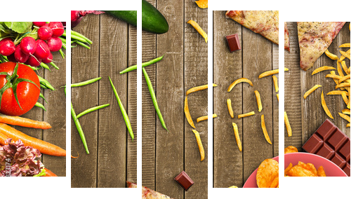 Fit or Fat  - Fünfteiliges Leinwandbild, Pentaptychon
