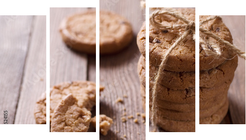 chocolate chip cookies  - Fünfteiliges Leinwandbild, Pentaptychon