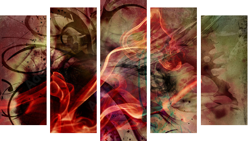 abstract art  - Fünfteiliges Leinwandbild, Pentaptychon