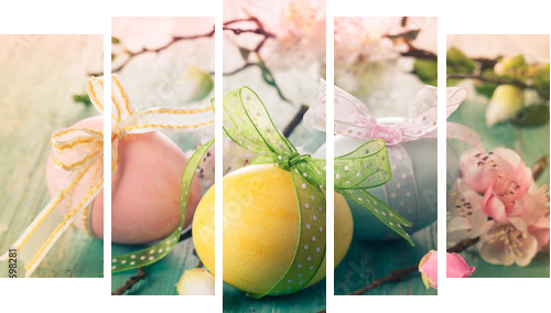 Easter eggs  - Fünfteiliges Leinwandbild, Pentaptychon
