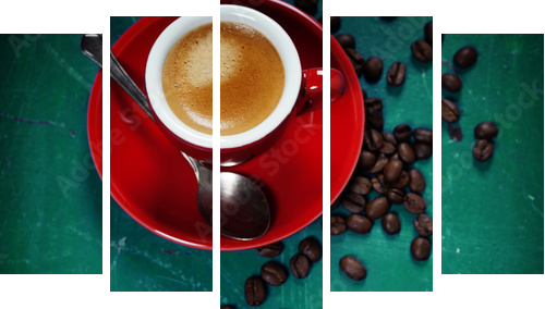 Coffee composition  - Fünfteiliges Leinwandbild, Pentaptychon