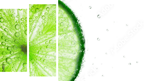 Lime with bubbles  - Fünfteiliges Leinwandbild, Pentaptychon