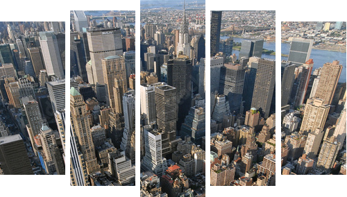 AERIAL VUE OF MANHATTAN (NEW YORK, USA) - Fünfteiliges Leinwandbild, Pentaptychon