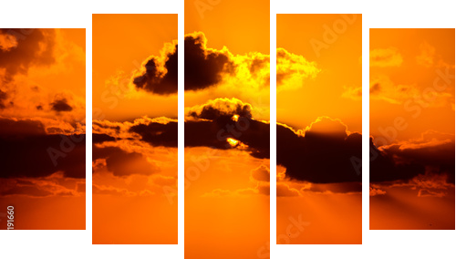 Tropical Sunset - Fünfteiliges Leinwandbild, Pentaptychon