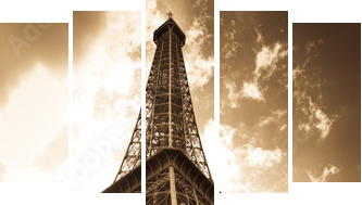 Eiffel Tower - Fünfteiliges Leinwandbild, Pentaptychon
