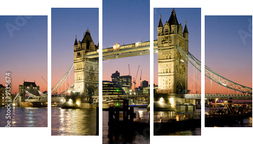 Tower Bridge Panorama
 - Fünfteiliges Leinwandbild, Pentaptychon
