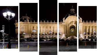 Pałacyk Petit Palais nocą- Paryż
 - Fünfteiliges Leinwandbild, Pentaptychon