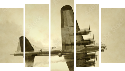 World War II era American bomber - Fünfteiliges Leinwandbild, Pentaptychon