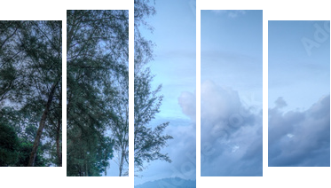 Cold Blue Dawn - Fünfteiliges Leinwandbild, Pentaptychon