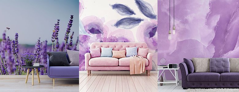 Fototapeten mit violetten akzenten furs wohnzimmer inspirationen
