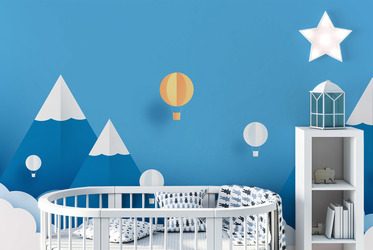 Ballonreise-uber-die-berggipfel-fur-kinder-fototapeten-fixar