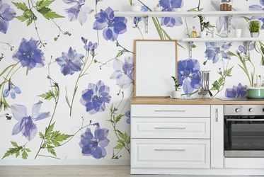 Zarte-violette-blumen-auf-weissem-hintergrund-blumen-fototapeten-fixar