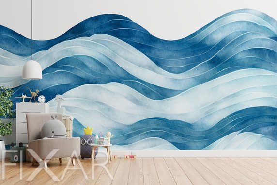 Meereswellen-in-aquarelloptik-fur-kinder-fototapeten-fixar