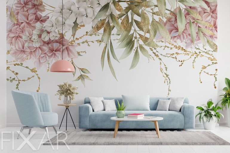 Fototapeten Blumige Eleganz in Pastelltönen