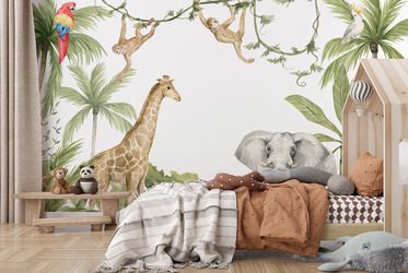 Exotischer-dschungel-mit-tieren-fur-kinder-fur-kinder-fototapeten-fixar