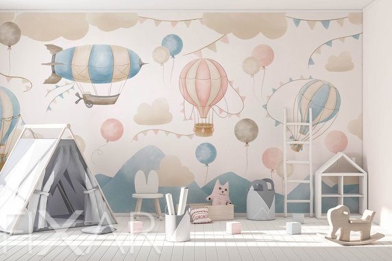 Pastellballons-auf-marchenhafter-reise-fur-kinder-fototapeten-fixar