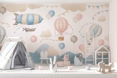 Pastellballons-auf-marchenhafter-reise-fur-kinder-fototapeten-fixar
