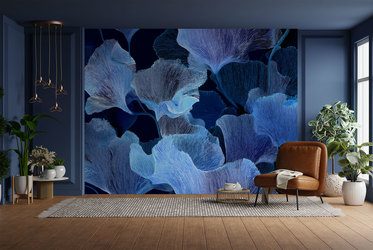 Marineblaue-blatter-in-moderner-eleganz-abstrakte-fototapeten-fixar