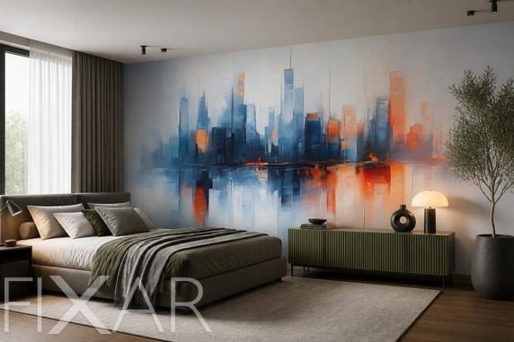 Kontrast-von-blau-und-orangetonen-in-der-urbanen-landschaft-architektur-fototapeten-fixar
