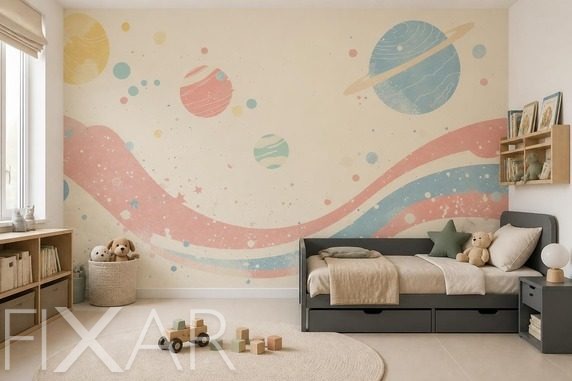 Pastellkontrast-mit-planetarischen-motiven-fur-kinder-fototapeten-fixar