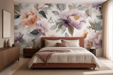 Pastellfarbene-blumen-verbinden-sanfte-grautone-mit-rosa-furs-schlafzimmer-fototapeten-fixar