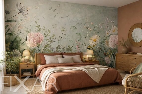 Malerei-stil-mit-zartem-botanischem-motiv-blumen-fototapeten-fixar