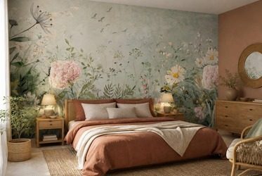 Malerei-stil-mit-zartem-botanischem-motiv-blumen-fototapeten-fixar