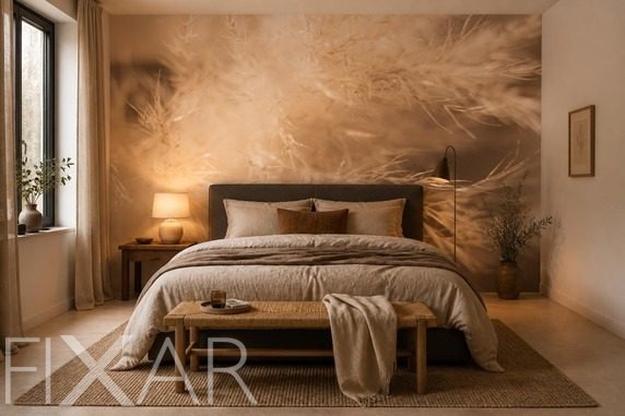 Sanfte-aura-mit-naturlichem-grasmotiv-furs-schlafzimmer-fototapeten-fixar