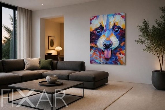 Raumliche-harmonie-mit-markantem-waschbar-motiv-furs-wohnzimmer-bilder-und-poster-fixar