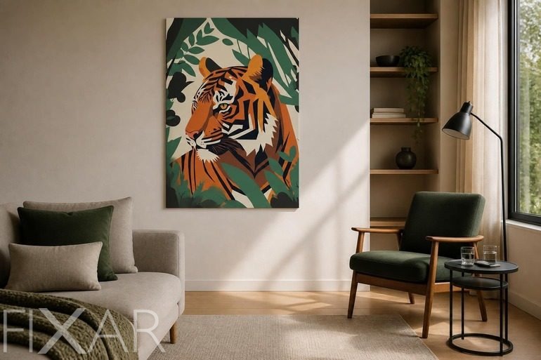 Bilder und Poster Kräftiger Kontrast von Orange und Grün auf Leinwand