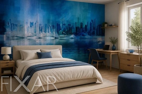 Feinfuhlige-atmosphare-von-blau-und-architektur-architektur-fototapeten-fixar