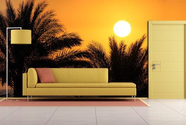 Sommerurlaub-unter-den-schaukelnden-palmen-sonnenuntergang-fototapeten-fixar